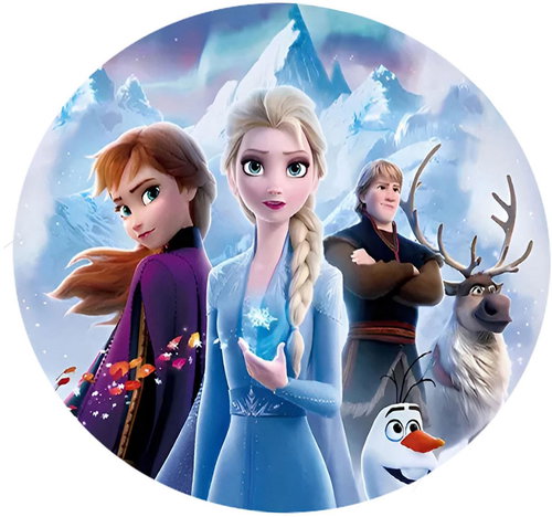 DISNEY Kruhový koberec Frozen 120 cm - Sestry, Olaf i Sven - Koberec - Main image