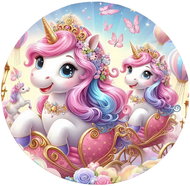 Unicorn Kruhový koberec 120 cm - Jednorožci v kočáru - Koberec