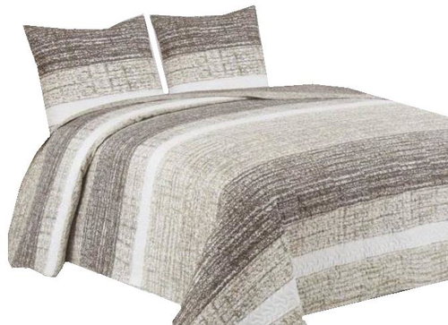 Euromat Bedspread 220 × 240 + 2× 40 × 40 cm - Tavira stripes beige BJ-035 - Bed Cover - Main image