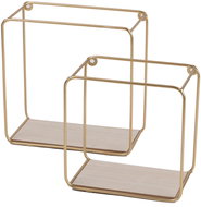 DOCHTMANN Set of 2 wall shelves metal-wood, gold - Shelf