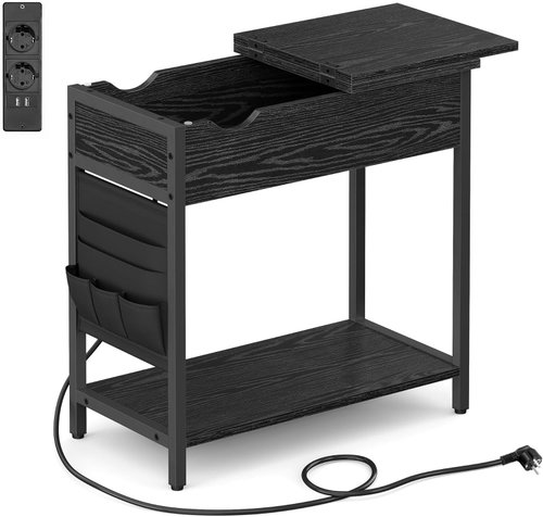 Houseland Storage table Vasagle Laurin with USB ports, black - Side Table - Main image