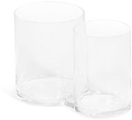 Compactor Brush and cosmetic organiser, 2 compartments, round, clear plastic - Makeup Organiser