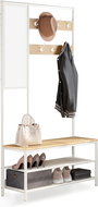 Houseland Hallway coat rack with shoe rack and mirror Vasagle Pagas, natural oak/white - Coat Hanger