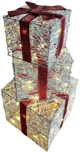 Outdoor LED Christmas Gift Set, Silver - Christmas Lights - Main image