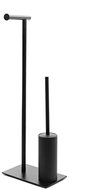 Homla Stojan na toaletní papír s držákem na WC štětku, matný černý, Attica - Free Standing Toilet Roll Holder