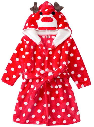 Excellent Children's Christmas dressing gown with polka dots size 104 - Reindeer - Bathrobe - Main image