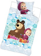 Excellent Double-sided bedding 140 × 200 cm - Masha and bear/Flakes - Children's Bedding