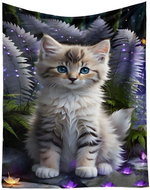 Excellent Micro plush warm blanket 150 × 200 cm - Cat in the fern - Blanket