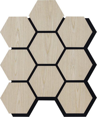 ALFIstyle Acoustic panel with wood veneer - Hexagon - decor light oak 79,8 × 66 cm - Acoustic Panel - Main image