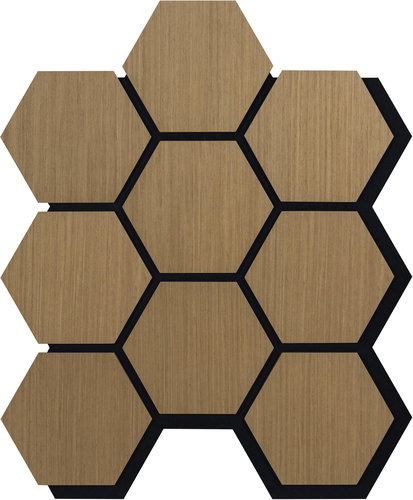 ALFIstyle Acoustic panel with wood veneer - Hexagon - decor oak brown 79,8 × 66 cm - Acoustic Panel - Main image