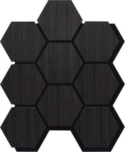 ALFIstyle Acoustic panel with wood veneer - Hexagon - decor oak black 79,8 × 66 cm - Acoustic Panel - Main image
