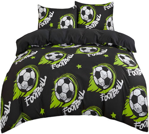 Excellent 3-piece bedding set 135 × 200 cm, black - Foot Ball - Bed Linen - Main image