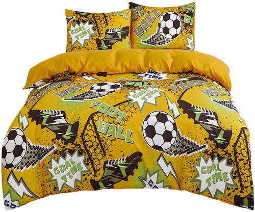 Excellent 3-piece bedding set 135 × 200 cm, yellow - Foot Ball - Bed Linen - Main image