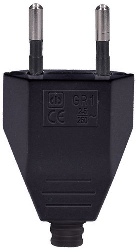 Solight Flat plug 2.5 A, straight, IP20, black - Plug - Main image