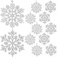 Ruhhy 22516 Christmas ornament snowflakes for hanging with glitter 12 pcs - Christmas Ornaments