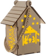 Ruhhy 22163 Christmas hanging wooden house with LED light - Christmas Decoration