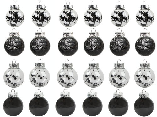 Verk 26102 Set of Christmas banners 24 pcs, diameter 6 cm, black - Christmas Ornaments - Main image