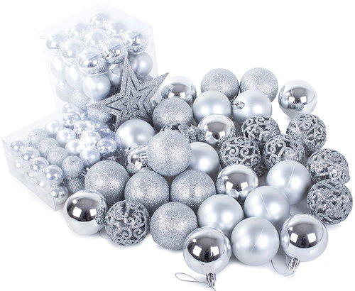 Verk 26011 Set of Christmas decorations 100 pcs, silver - Christmas Ornaments - Main image