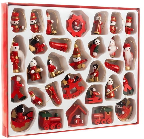 Ruhhy 22217 Wooden Christmas tree ornaments, 30 pcs - Christmas Ornaments - Main image