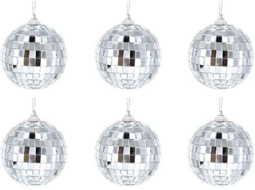 Laalu Ornaments silver glossy disco ball 6 cm 6 pcs - Christmas Ornaments - Main image