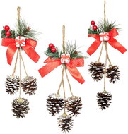 DOMMIO Hanging cones with bow 35 cm, 3 pcs - Christmas Decoration