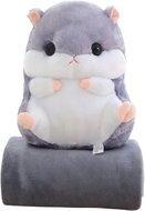 Kruzzel 25638 Soft plush hamster - pillow with blanket 3in1, grey - Set