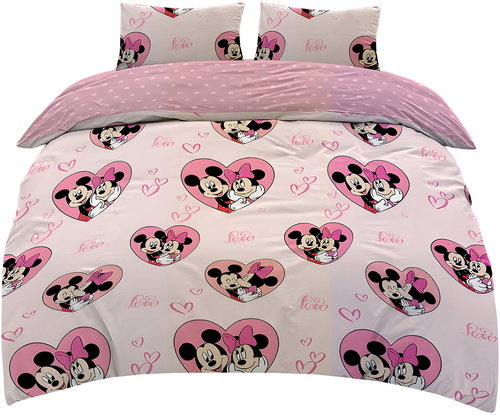 CARBOTEX Double-sided bed linen 140 × 200 cm - Mickey and Minnie in a heart - Bed Linen - Main image