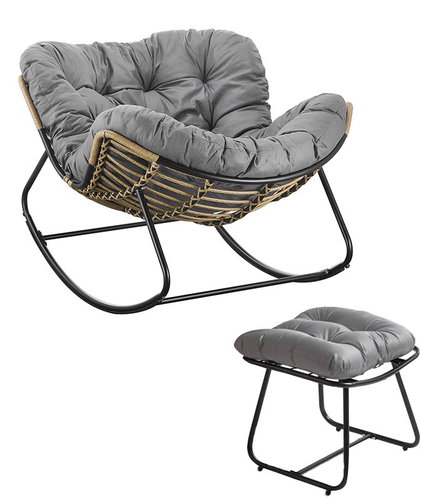 Gordon G505 Rocking chair with footrest, black-grey - Rocking Chair - Main image