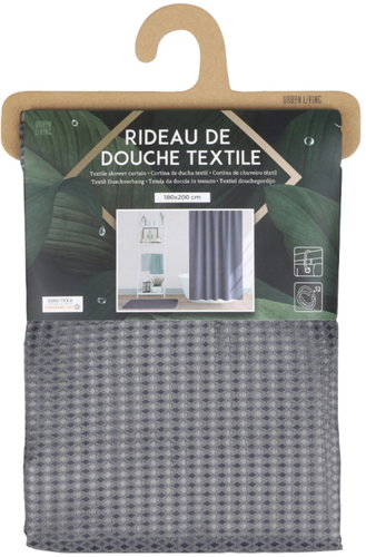 DOCHTMANN Shower curtain textile 180 × 200 cm, dark grey - Shower Curtain - Main image