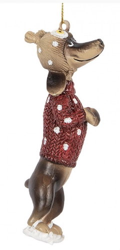 Clayre & Eef Hanging decoration dachshund in sweater 10 cm - Christmas Ornaments - Main image