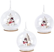 Dommio Transparent flask with snowman and LED light, diameter 8 cm, set of 3 - Christmas Ornaments