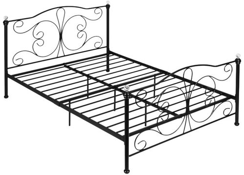 ModernHome DNYSF333B Metal bed with frame and crystals, 160 × 200 cm, black - Bed - Main image