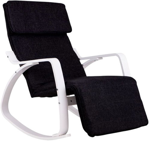 ModernHome TXRC-03 Rocking chair with adjustable footrest, white-black - Rocking Chair - Main image