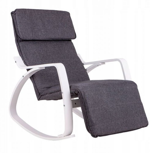 ModernHome TXRC-00 Rocking chair with adjustable footrest, white-grey - Rocking Chair - Main image