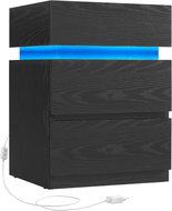 Vasagle Bedside table with LED lighting Defro black - Night Stand