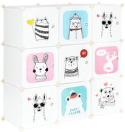 ModernHome Children's modular wardrobe, 9 shelves, 109 × 109 × 37 cm, animals - Cabinet