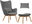 2044 Norse armchair with footrest, grey