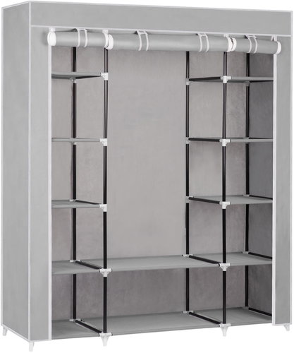 Massido 680001 Large textile wardrobe, 45 × 135 × 170 cm, light grey - Wardrobe - Main image