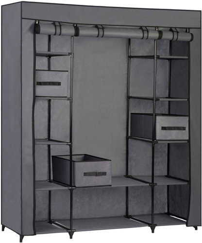 Massido 680010 Large textile cabinet with drawers 45 × 135 × 170 cm, dark grey - Wardrobe - Main image