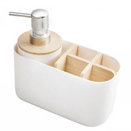DuraHome Soap dispenser with toothbrush holder bamboo, Wilandra 58963, white - Soap Dispenser