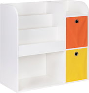 ECOTOYS ZKB-02A Dětský regál s přihrádkami a koši 89 × 35 × 88 cm, bílý - Knihovna