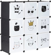 ModernHome PJJCBS0009-09D Children's storage cabinet with shelves 110 × 110 × 37 cm, black and white - Cabinet