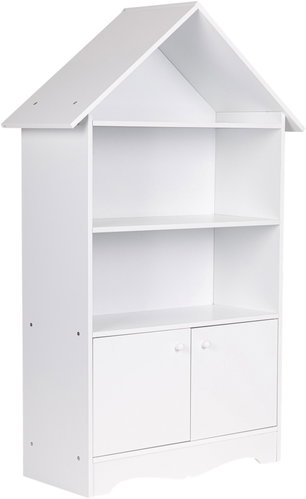 ECOTOYS FBC002-1 House-shaped bookcase with cabinet 74 × 28,5 × 115,5 cm, white - Bookshelf - Main image