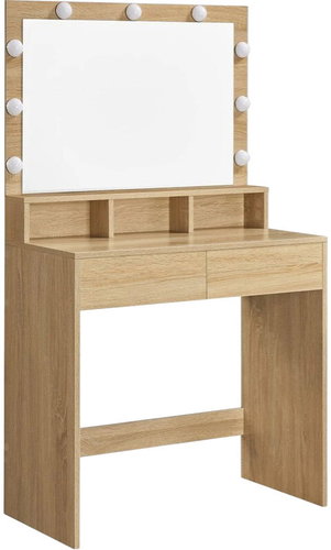 ModernHome Sonoma dressing table with LED lighting, mirror and drawers, oak - Dressing Table - Main image