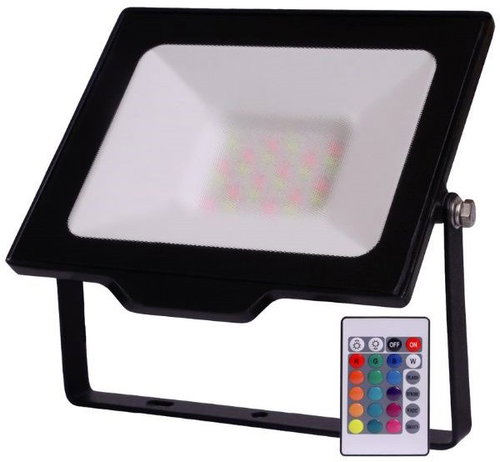 AVIDE Premium dimmable LED spotlight black 30W RGB, fog glass, with remote control - LED Reflector - Main image