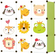 ModernHome Children's modular wardrobe, shelf, 9 modules, animals, white-green - Shelving Unit