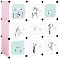 ModernHome Children's modular wardrobe, shelf, 9 modules, animals, white and pink - Shelving Unit