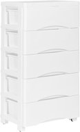ModernHome PJJCBS0024-05B Storage shelf with 5 drawers on castors, 75 × 27 × 39 cm, white - Shelving Unit