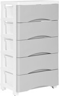 ModernHome PJJCBS0024-05A Storage shelf with 5 drawers on castors, 75 × 27 × 39 cm, grey - Shelving Unit