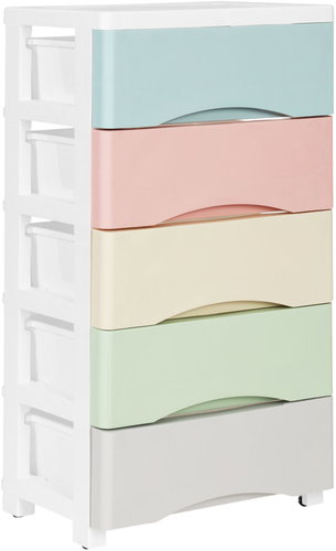 ModernHome PJJCBS0024-05C Storage shelf with 5 drawers on castors, 75 × 27 × 39 cm - Shelving Unit - Main image